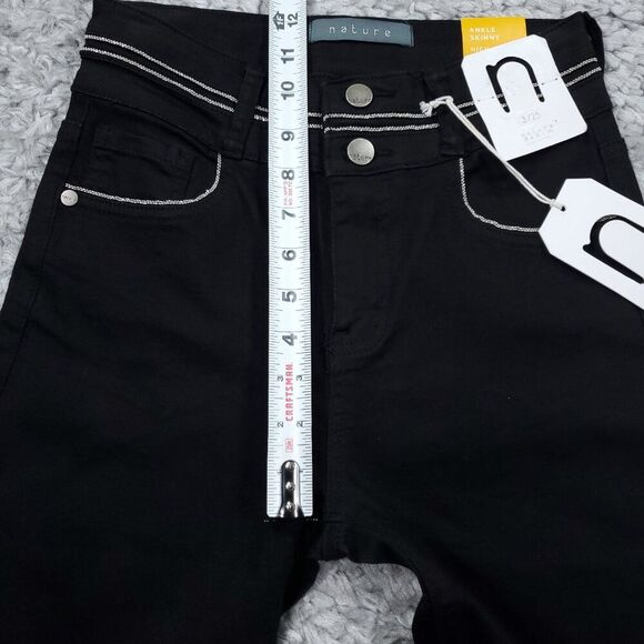 Nature Denim Kancan Ankle Skinny High Rise Jeans Chain Black Size 3 25 Stretch - Picture 11 of 11